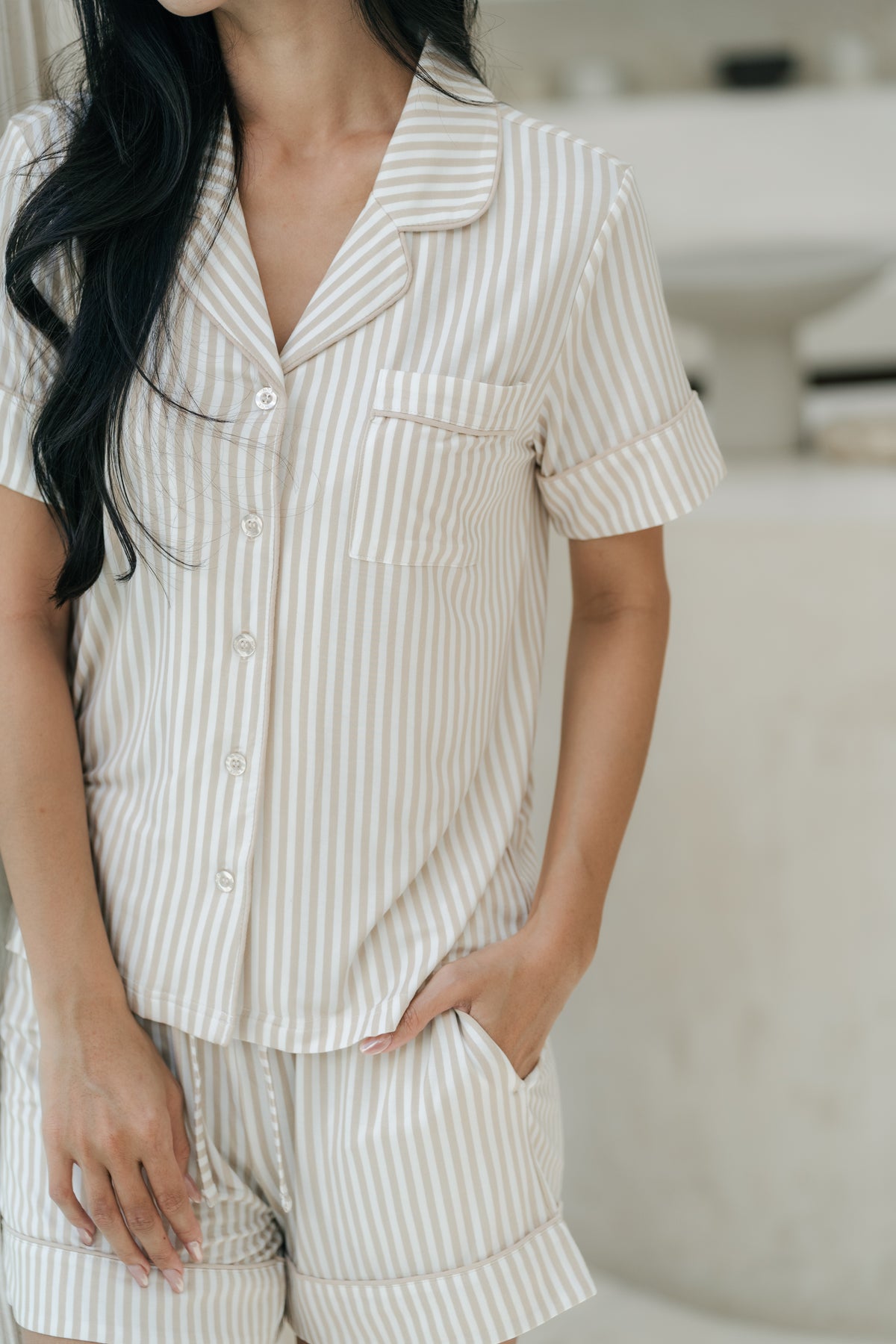 Hush Striped PJ Set - Oat